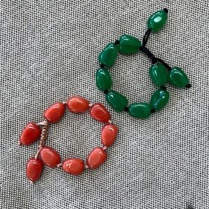 Orange and green agate bracelets